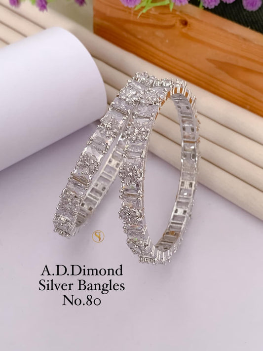 Premium Quality Silver Plated Imitation Jewelry CZ AD Designer Bangle Style007