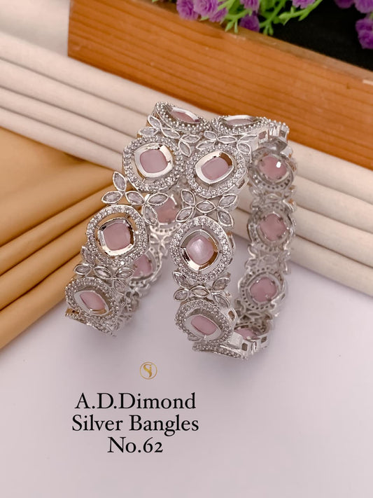 Premium Quality Silver Plated Imitation Jewelry CZ AD Designer Bangle Style009