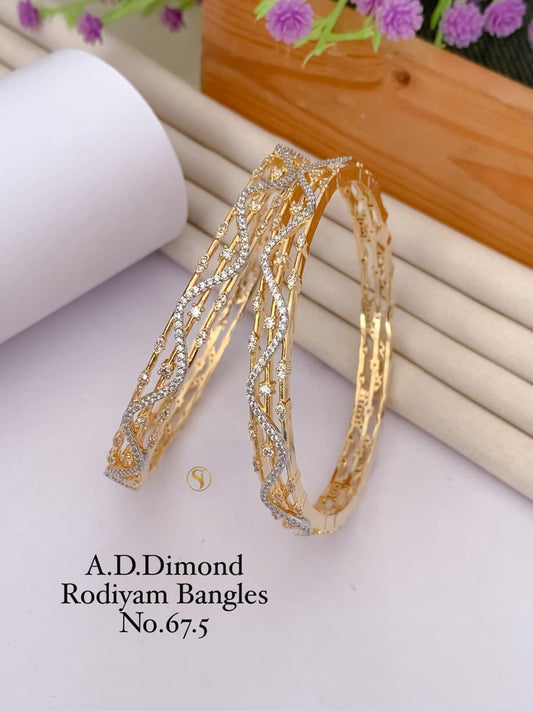 Premium Quality Gold Plated Imitation Jewelry CZ AD Designer Bangle Style011