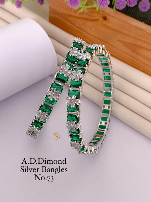 Premium Quality Silver Plated Imitation Jewelry CZ AD Designer Bangle Style013