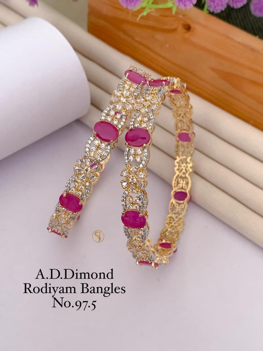 Premium Quality Gold Plated Imitation Jewelry CZ AD Designer Bangle Style014