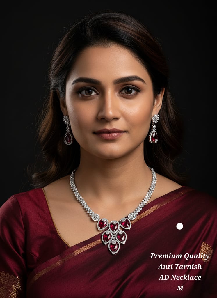 Premium Quality Imitation Jewelry CZ AD Designer Necklace Set Style003