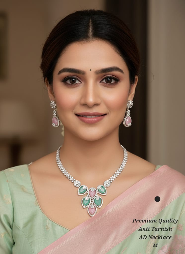 Premium Quality Imitation Jewelry CZ AD Designer Necklace Set Style003