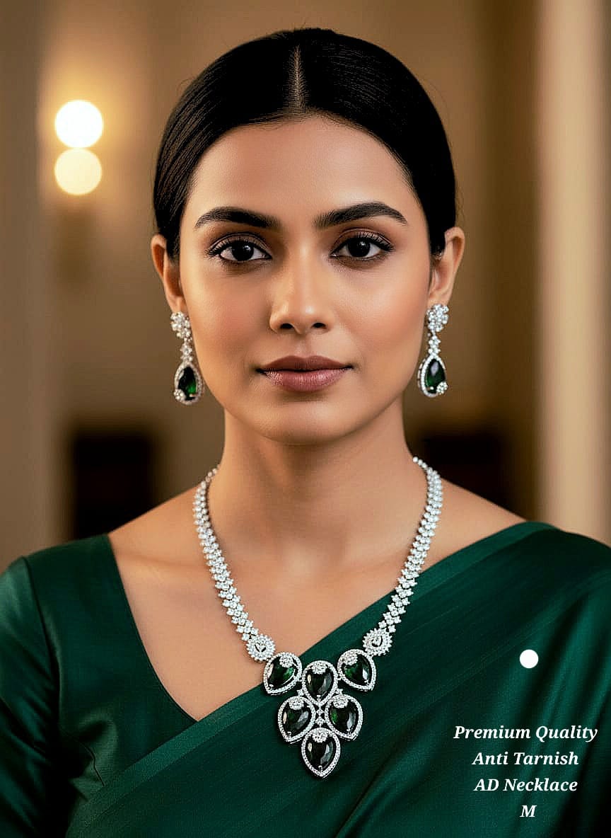 Premium Quality Imitation Jewelry CZ AD Designer Necklace Set Style003