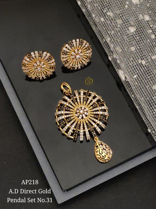 Premium Quality Imitation Jewellery AD Chain Pendant Set WOC007