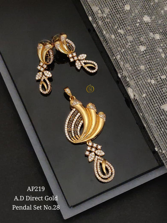 Premium Quality Imitation Jewellery AD Chain Pendant Set WOC005