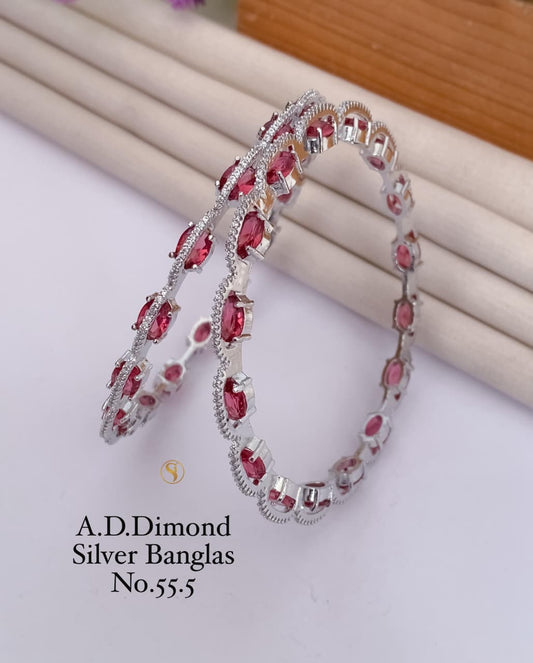 Premium Quality Silver Plated Imitation Jewelry CZ AD Designer Bangle Style010