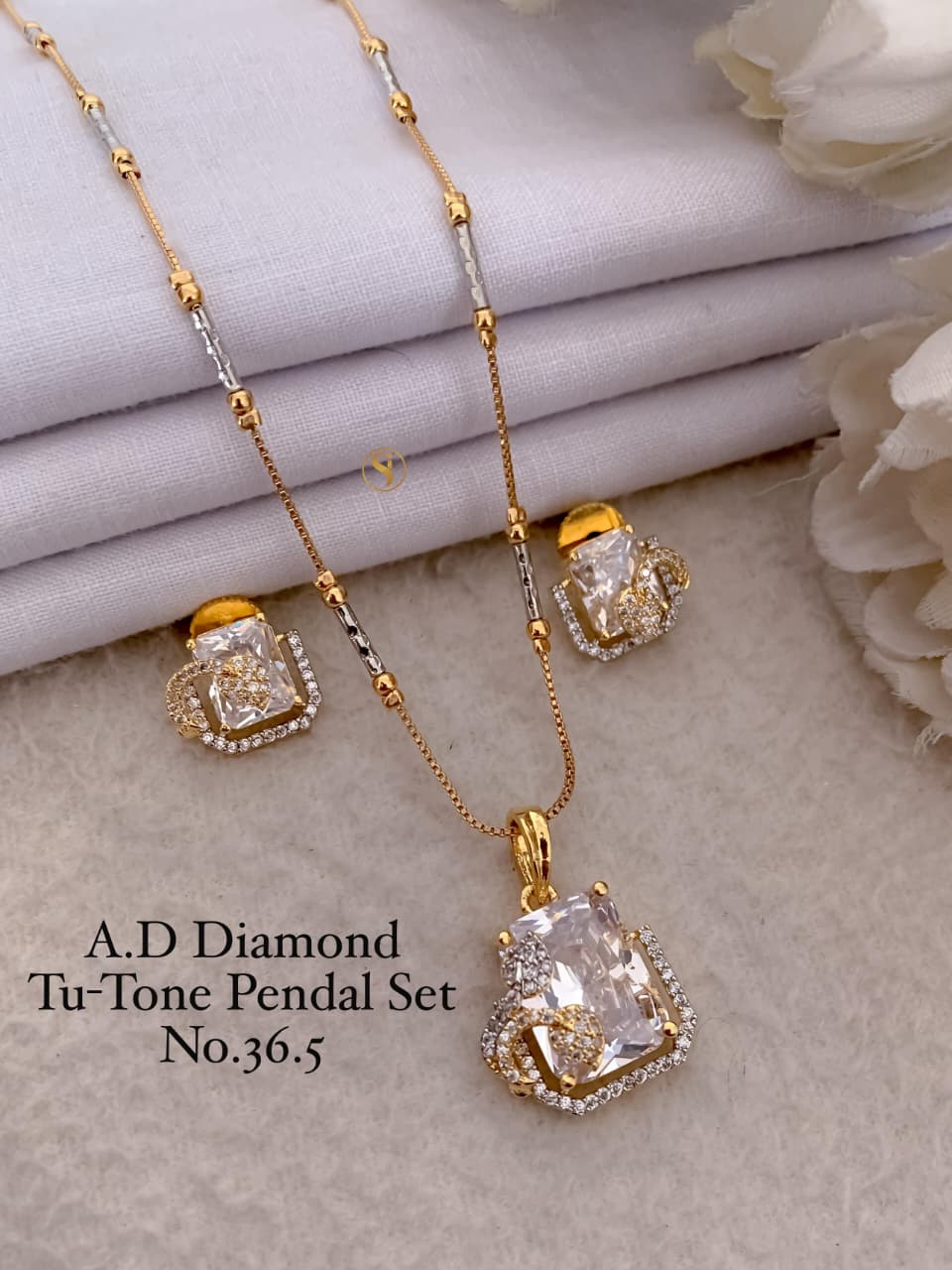 Premium Quality Imitation Jewellery AD Pendant Set ADPS033