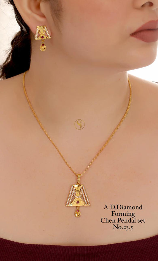 Premium Quality Imitation Jewellery AD Chain Pendant Set Style010