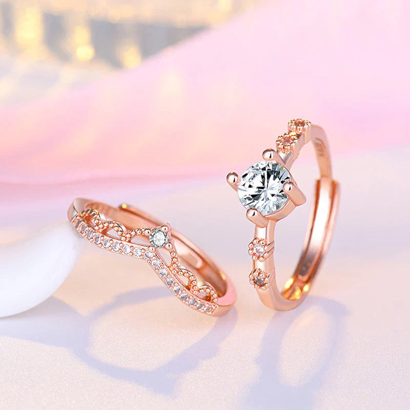 American Diamond Studded Crown Shape Contemporary Korean Finger Ring