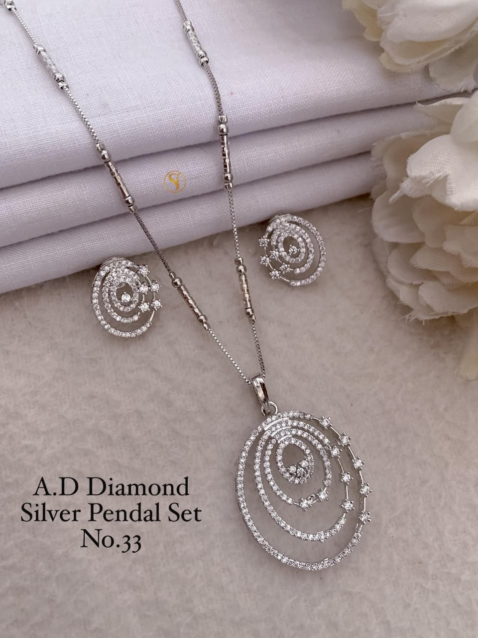 Premium Quality Imitation Jewellery AD Pendant Set ADPS034