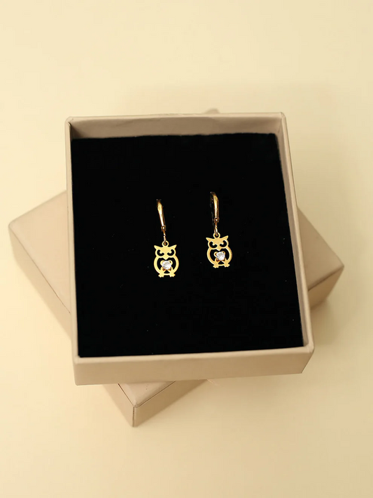 Gold Plated Owl Theme Paula Earrings