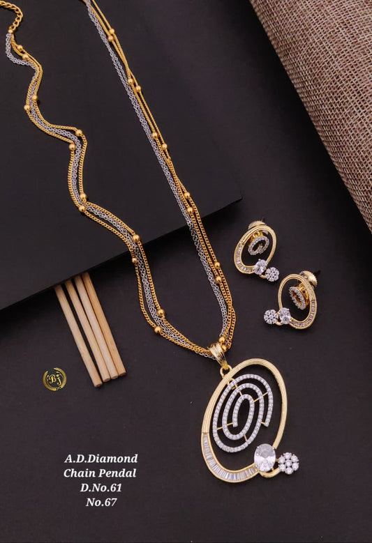 Premium Quality Imitation Jewellery AD Pendant Set ADPS058