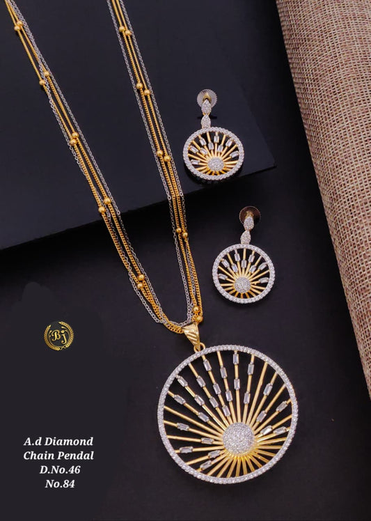 Premium Quality Imitation Jewellery AD Pendant Set ADPS057