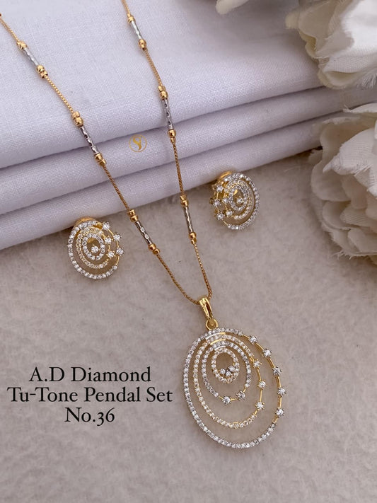 Premium Quality Imitation Jewellery AD Pendant Set ADPS034