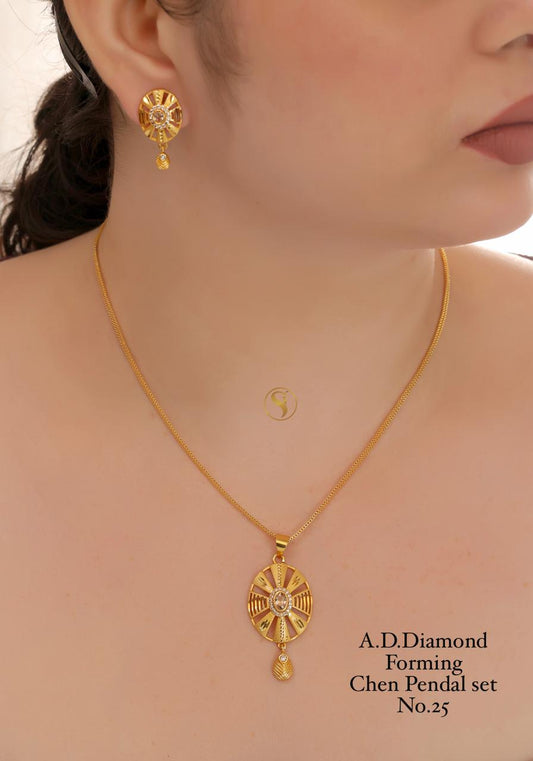 Premium Quality Imitation Jewellery AD Chain Pendant Set Style012