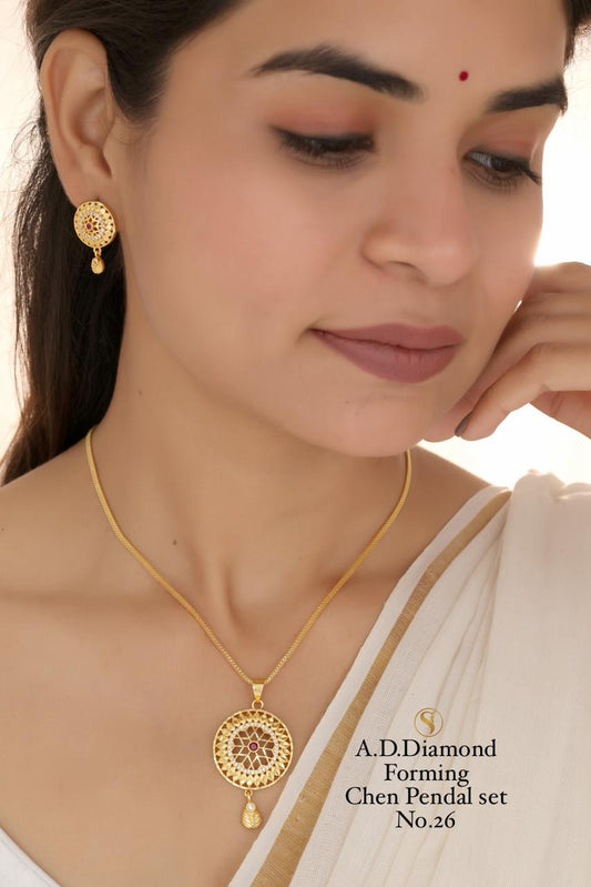 Premium Quality Imitation Jewellery AD Chain Pendant Set Style013