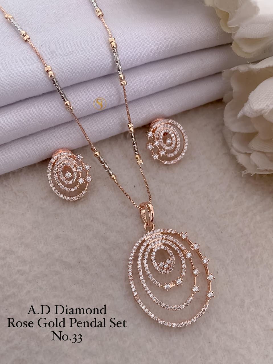 Premium Quality Imitation Jewellery AD Pendant Set ADPS034