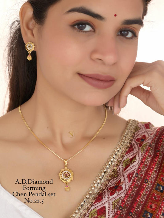 Premium Quality Imitation Jewellery AD Chain Pendant Set Style014