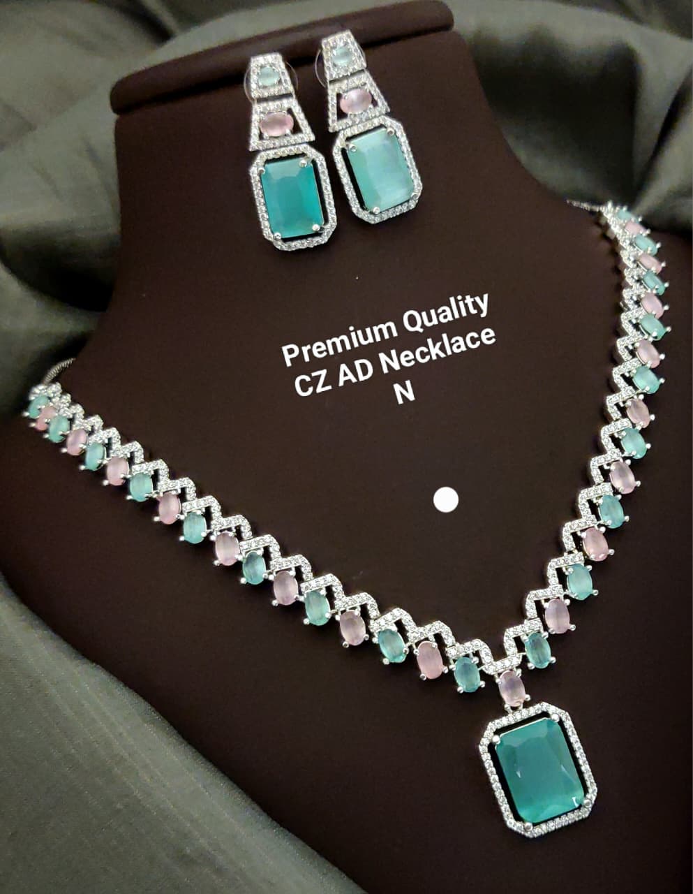 Premium Quality Imitation Jewellery AD Necklace Set ADN08