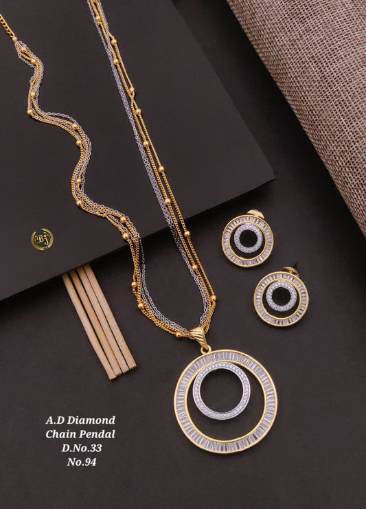 Premium Quality Imitation Jewellery AD Pendant Set ADPS060