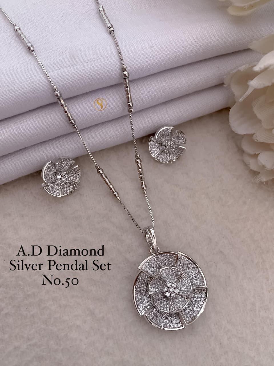 Premium Quality Imitation Jewellery AD Pendant Set ADPS035