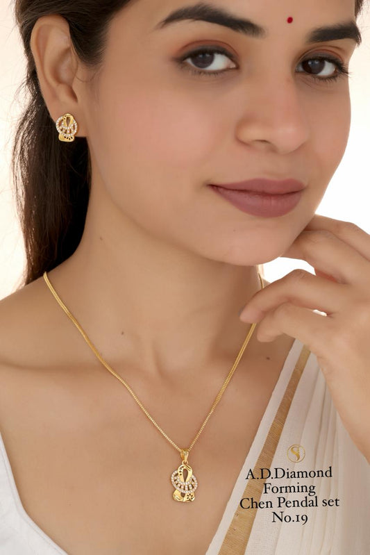 Premium Quality Imitation Jewellery AD Chain Pendant Set Style015