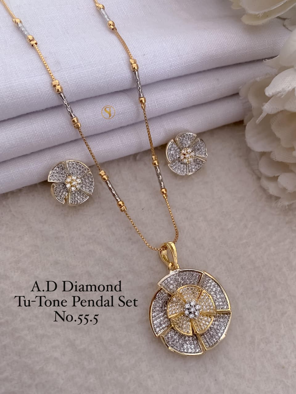 Premium Quality Imitation Jewellery AD Pendant Set ADPS035