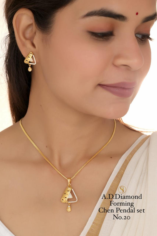 Premium Quality Imitation Jewellery AD Chain Pendant Set Style016