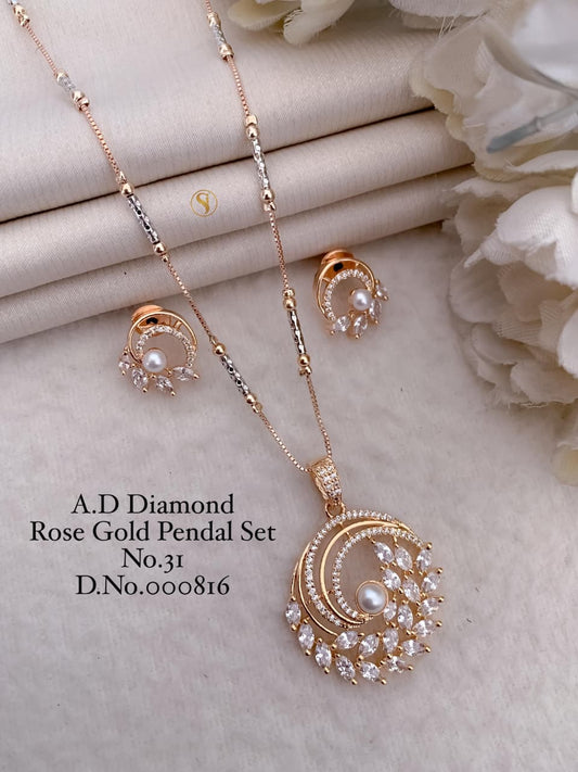Premium Quality Imitation Jewellery AD Pendant Set ADPS036