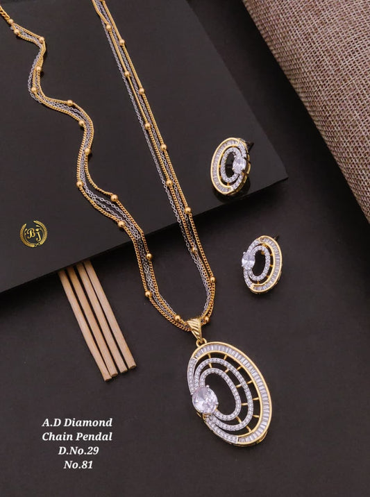 Premium Quality Imitation Jewellery AD Pendant Set ADPS062