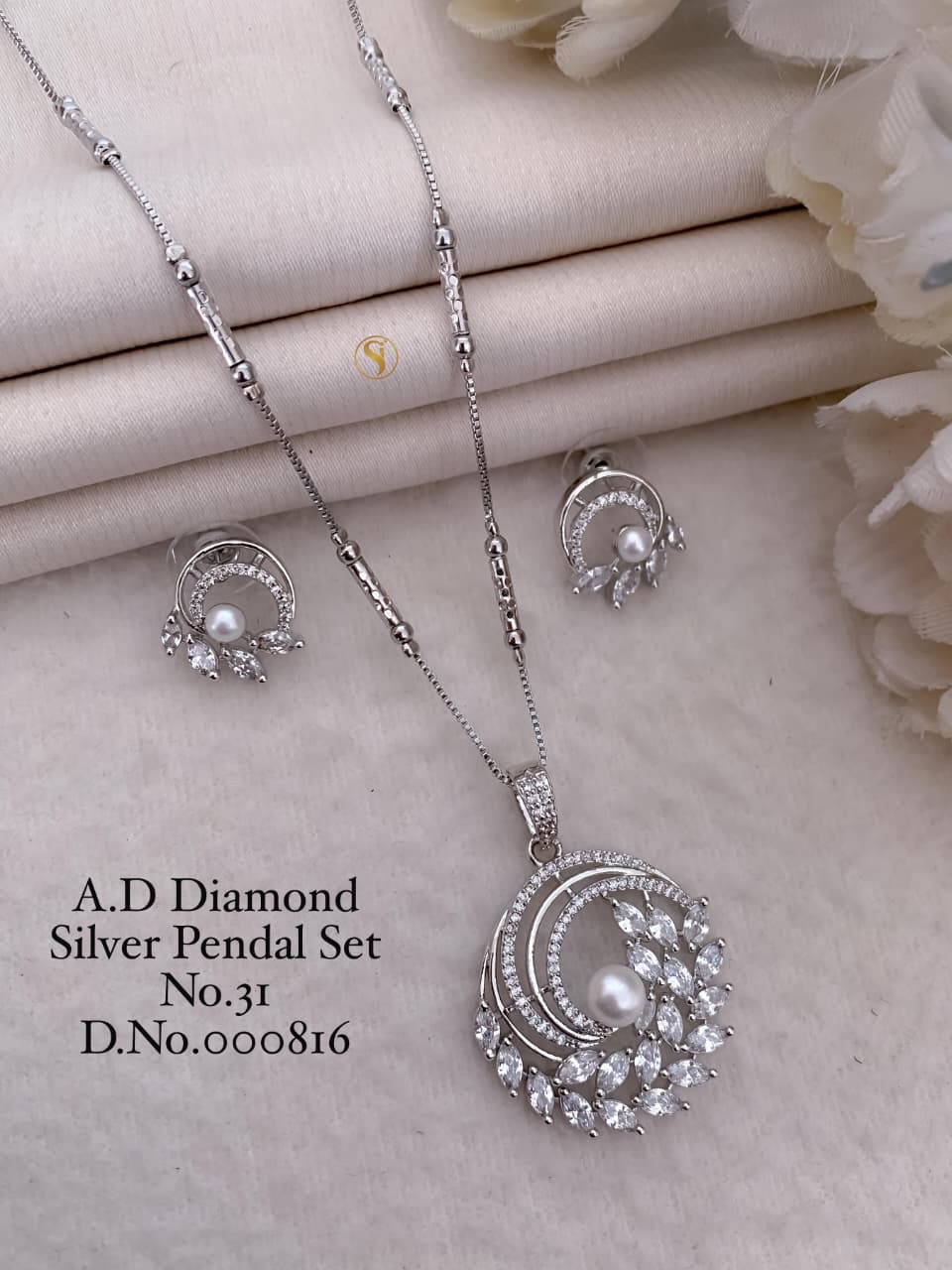 Premium Quality Imitation Jewellery AD Pendant Set ADPS043