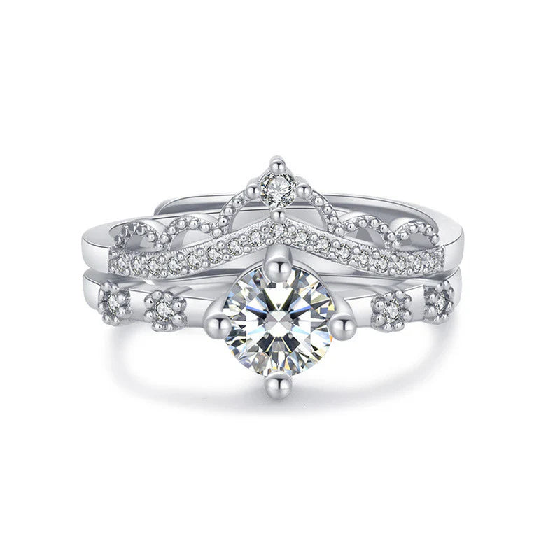 American Diamond Studded Crown Shape Contemporary Korean Finger Ring