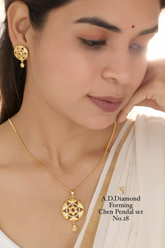 Premium Quality Imitation Jewellery AD Chain Pendant Set Style018