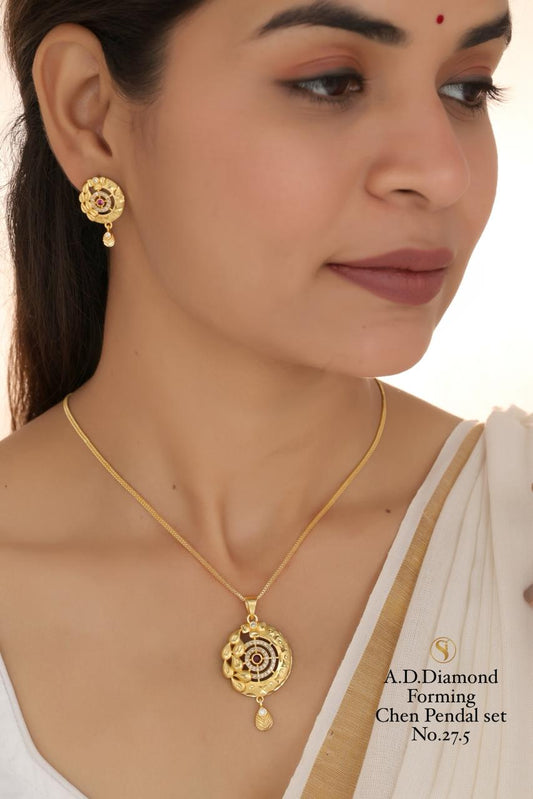 Premium Quality Imitation Jewellery AD Chain Pendant Set Style019