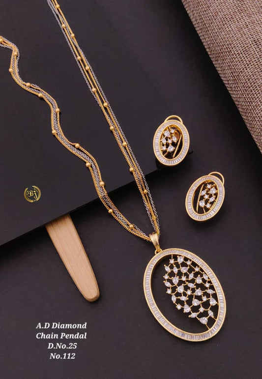 Premium Quality Imitation Jewellery AD Pendant Set ADPS065