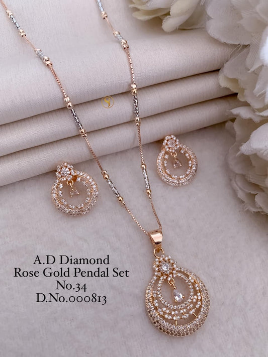 Premium Quality Imitation Jewellery AD Pendant Set ADPS042