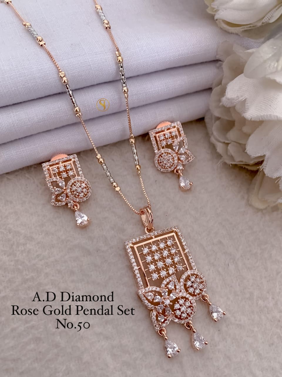 Premium Quality Imitation Jewellery AD Pendant Set ADPS031