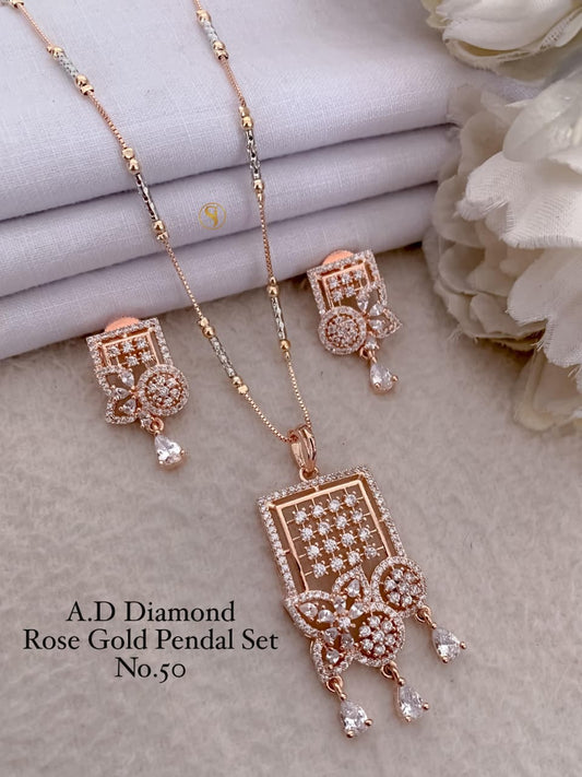 Premium Quality Imitation Jewellery AD Pendant Set ADPS031