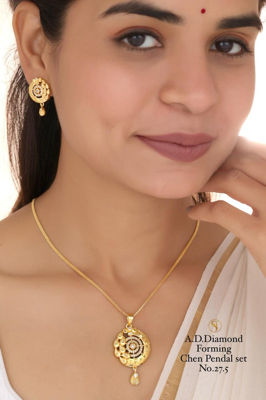 Premium Quality Imitation Jewellery AD Chain Pendant Set Style020
