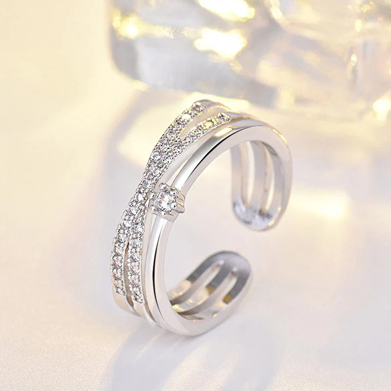 American Diamond Studded Contemporary Korean Finger Ring