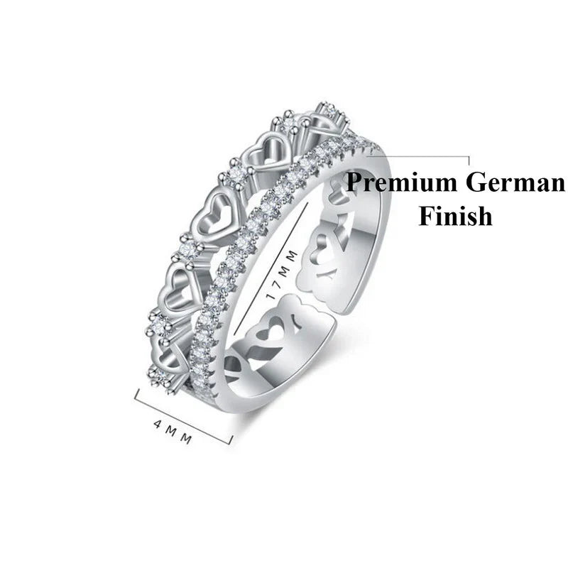 American Diamond Studded Hearts inspired Contemporary Finger Ring
