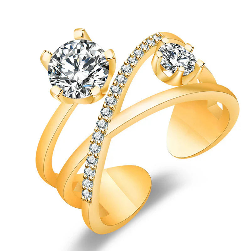 American Diamond Studded Contemporary Korean Finger Ring