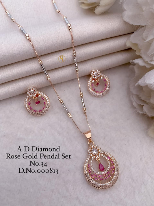 Premium Quality Imitation Jewellery AD Pendant Set ADPS044