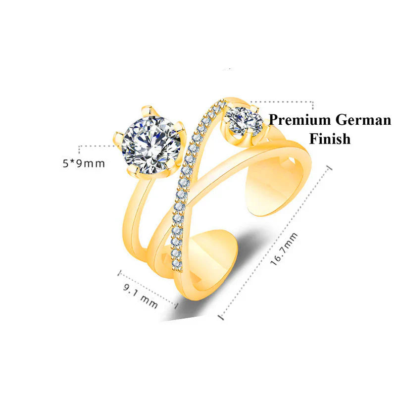 American Diamond Studded Contemporary Korean Finger Ring