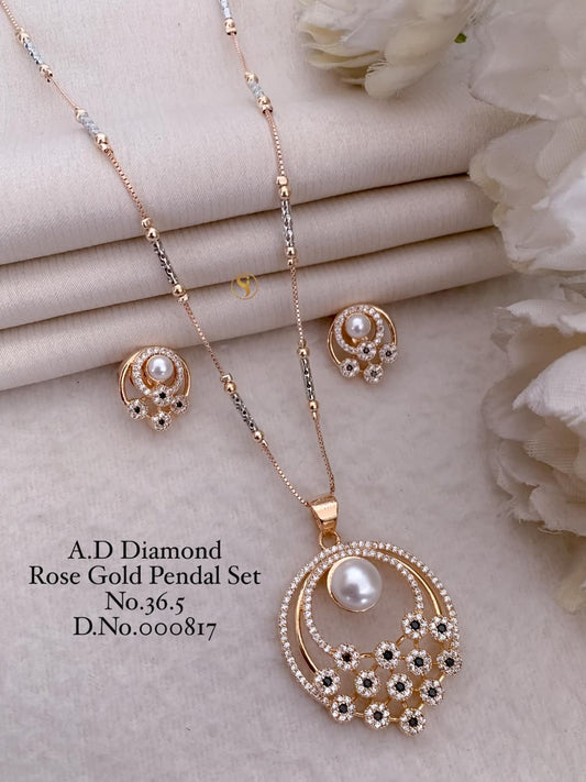 Premium Quality Imitation Jewellery AD Pendant Set ADPS039