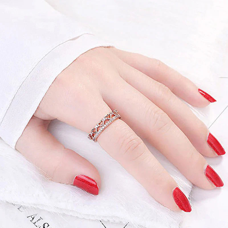 American Diamond Studded Hearts inspired Contemporary Finger Ring