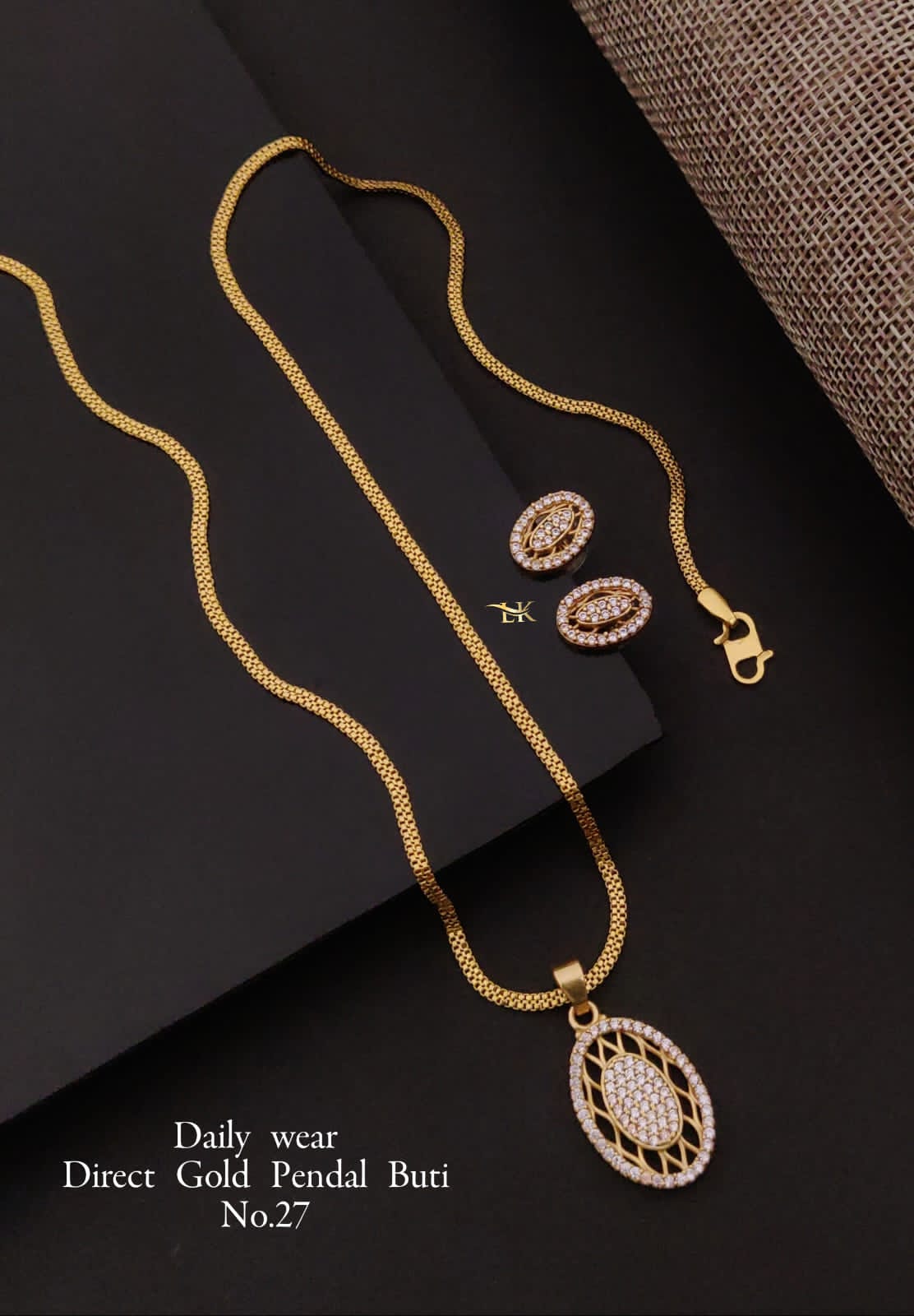 Premium Quality Imitation Jewellery AD Pendant Set ADPS018