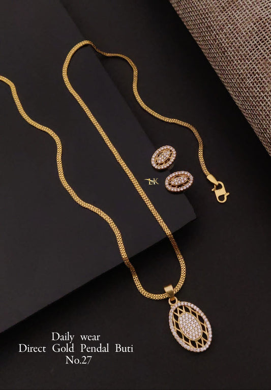 Premium Quality Imitation Jewellery AD Pendant Set ADPS018