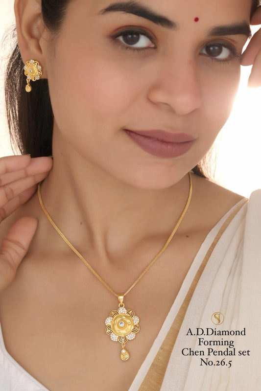Premium Quality Imitation Jewellery AD Chain Pendant Set Style025